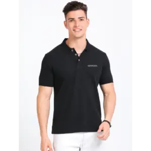 Caslay Sustainable Polo Neck T-Shirt - Black