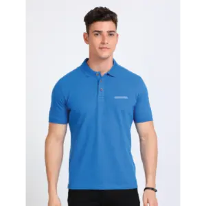 Caslay Sustainable Polo Neck T-Shirt - Royal Blue