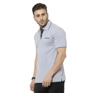 Scott International Men's Polo Grey Melange T-Shirt with Black Tip