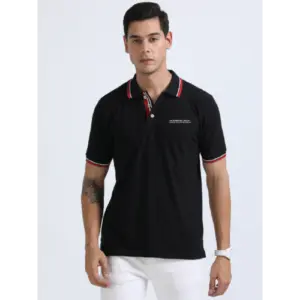 Swiss Military Men's Polo Black T-Shirt With Tip